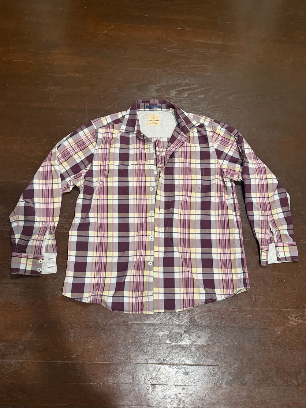 Tommy Bahama Purple and White Plaid Button-Down Shirt
